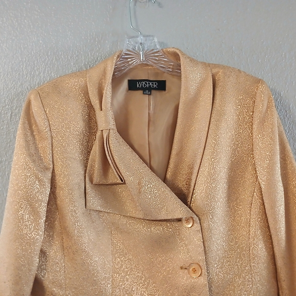 Kasper Gold Jacquard 2-piece Suit Jacket Skirt Size 12 - Picture 5 of 15